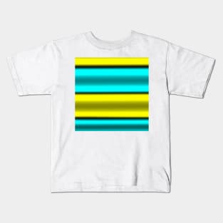 Yellow & Cyan Horizontal Stripes Kids T-Shirt